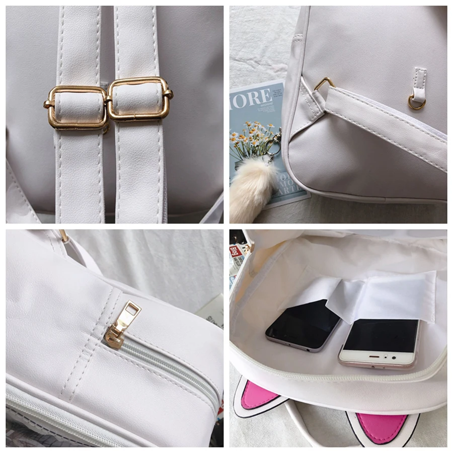 Прозрачные рюкзаки для женщин с милыми кошачьими ушками Ita Bookbags женские яркие