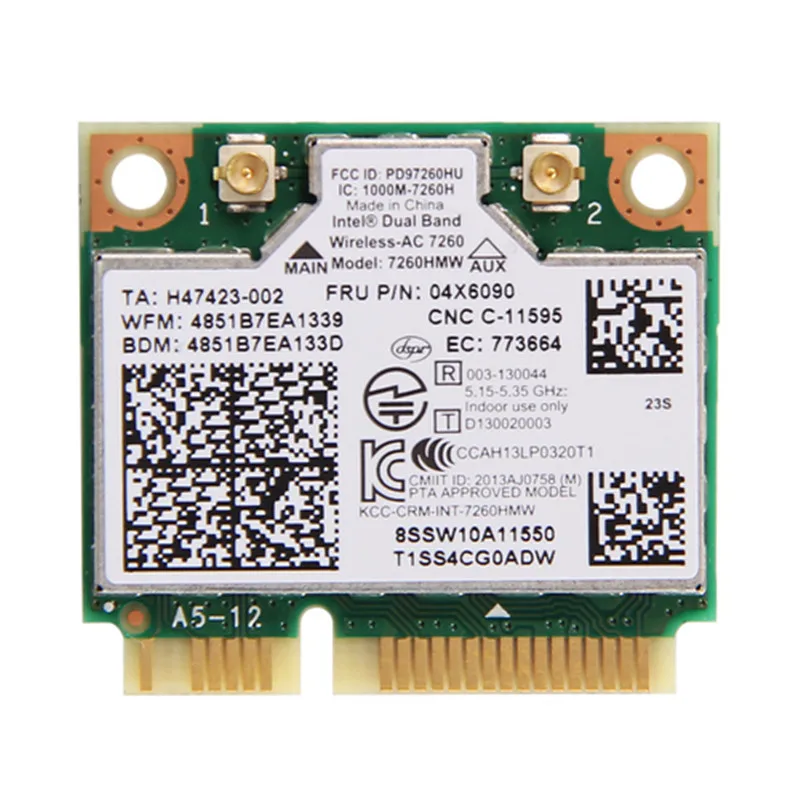 Двухдиапазонный беспроводной-AC 7260 7260HMW 802.11ac Mini PCI-E Wifi+ Bluetooth 4,0 Wlan карта 867M для lenovo IBM Thinkpad FRU: 04X6090