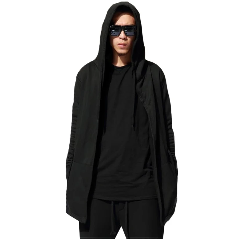 Хит 2016 Весенняя модная новинка черный плащ с капюшоном Мужская Уличная одежда