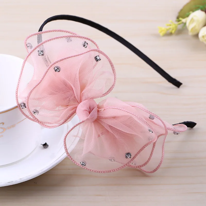 Оптовая продажа повязка на голову с блестящими лентами и бабочками аксессуары