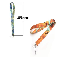 r60 2pcslot van gogh series mobile phone sling sunflower lanyard for key id card sling suitable for huawei usb sling