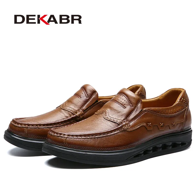 Light Brown DEKABR/; модная удобная повседневная обувь; лоферы; Мужская обувь; Высококачественная обувь из натуральной кожи для мужчин; обувь на плоской подошве; Лидер продаж - Color: Light Brown