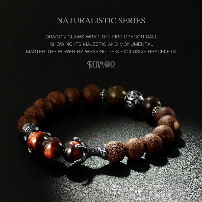Браслет RUIMO Dragon Claw из натурального камня мужские ювелирные изделия нержавеющей