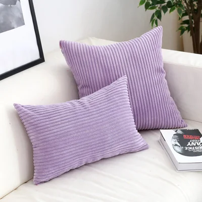 light purple 45X30/40/45/50/60 см 29 однотонные вельветовые подушка для дивана Фланелевая пижама в полоску Наволочка декоративная подушка под поясницу крышка - Цвет: light purple