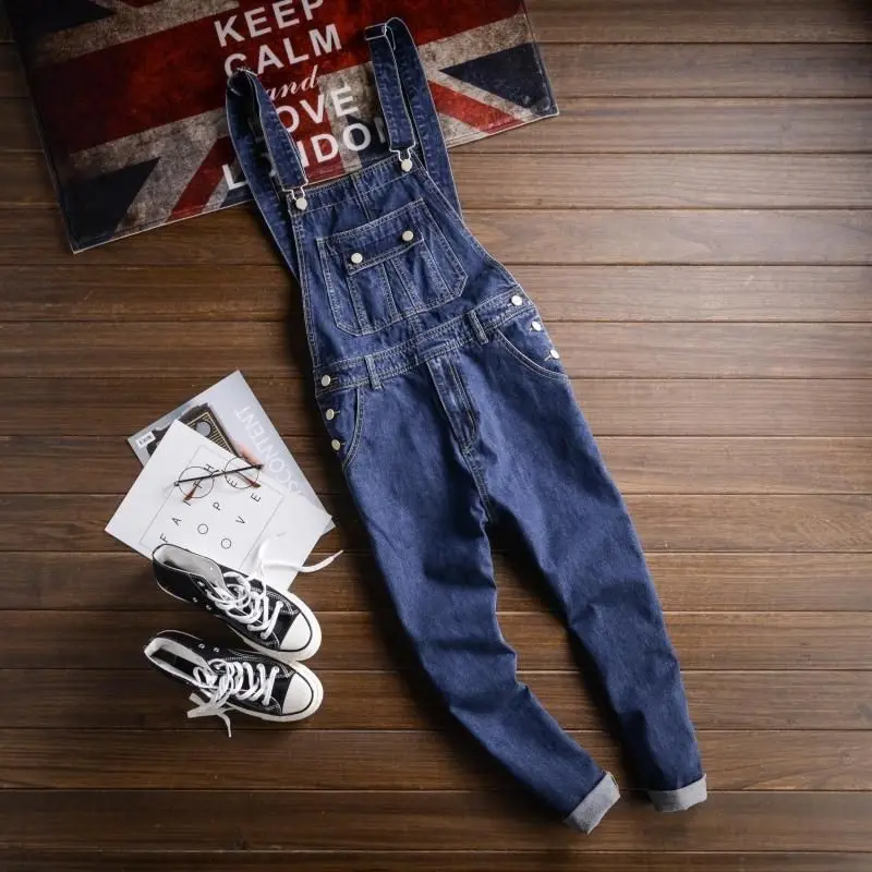 Модные мужские комбинезоны джинсовые брюки повседневные потертые джинсы в стиле