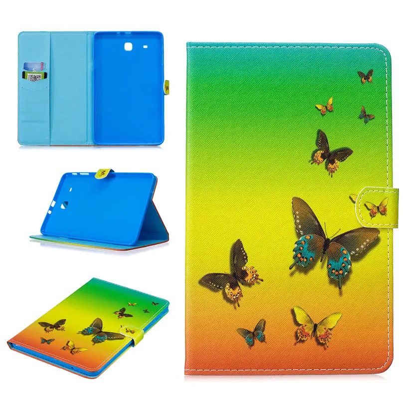 Чехол Funda для Samsung Galaxy Tab E 9 6 дюйма умный чехол T560 SM-T560 T561 Модный чехол-подставка с