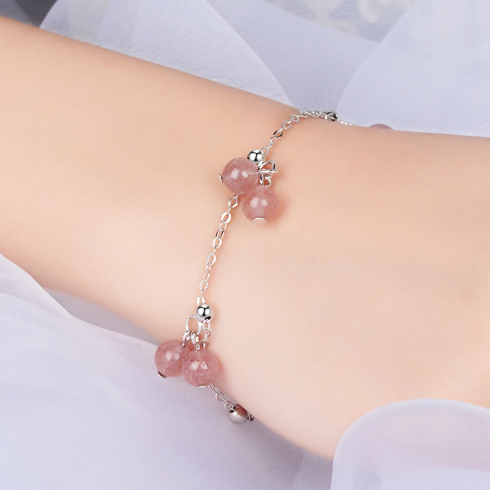 Chereda Women Strawberry Crystal Bracelet For Simple Round Chain Bangle Elegant Jewelry Fine Party Accessories Bracelets | Украшения и