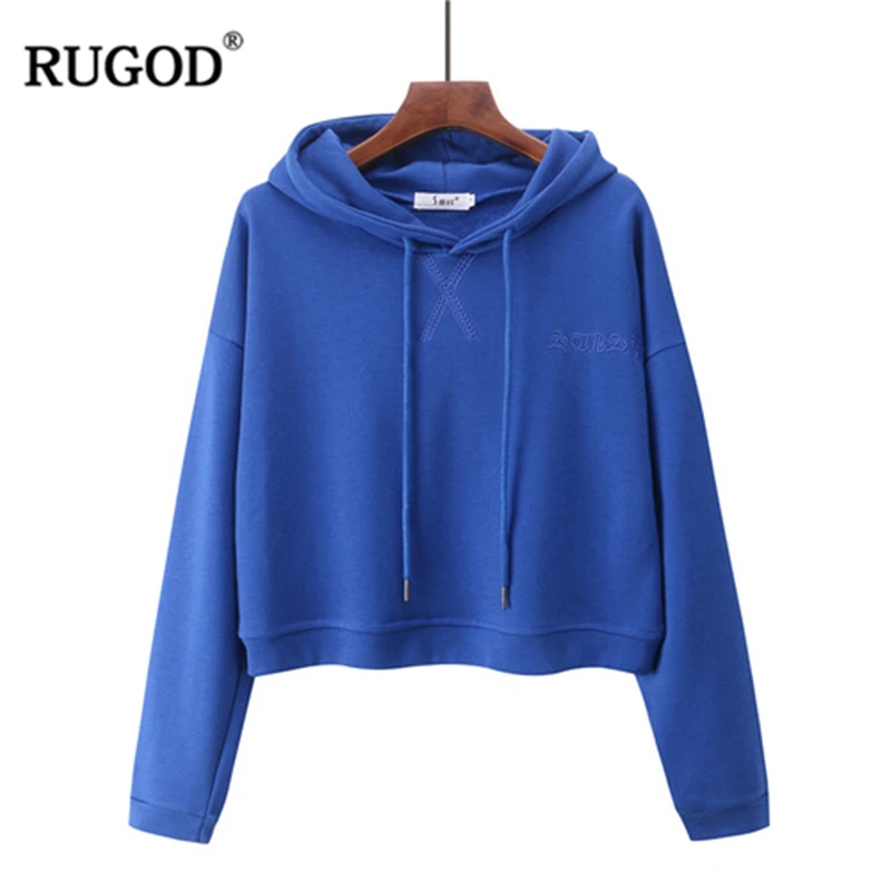 Женские повседневные толстовки RUGOD однотонные пуловеры с капюшоном и круглым