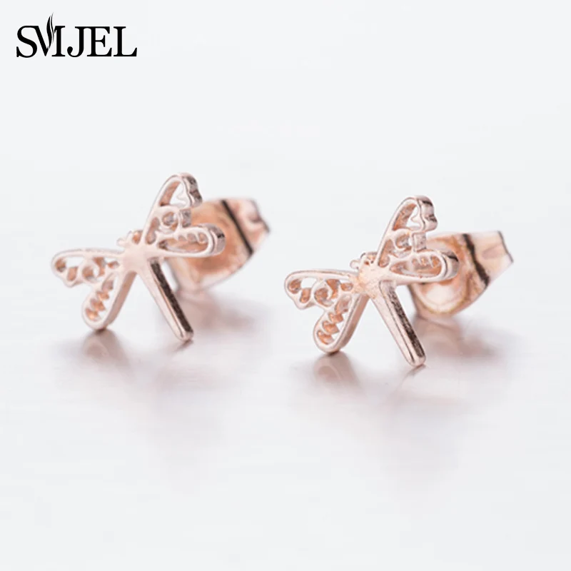 Женские серьги в форме стрекозы SMJEL гвоздики цвета розового золота с животными
