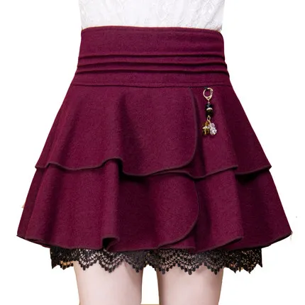 Короткие шерстяные юбки с высокой талией осенне зимняя многослойная юбка пачка