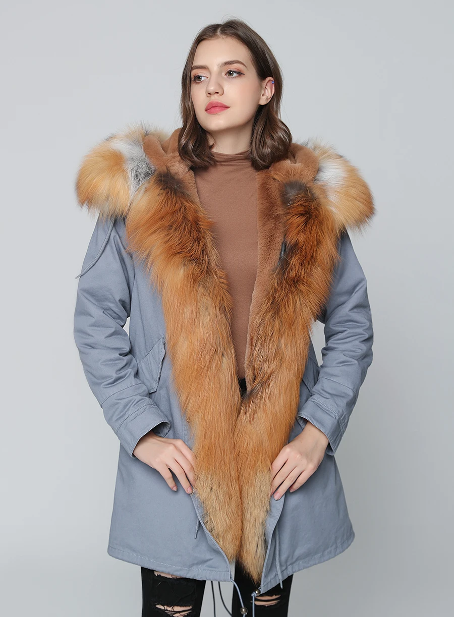 OFTBUY, пальто с натуральным мехом, зимняя куртка, Женская длинная парка, Воротник из натурального Лисьего меха, капюшон, подкладка из искусственного меха, Свободное пальто, ins, модная новинка