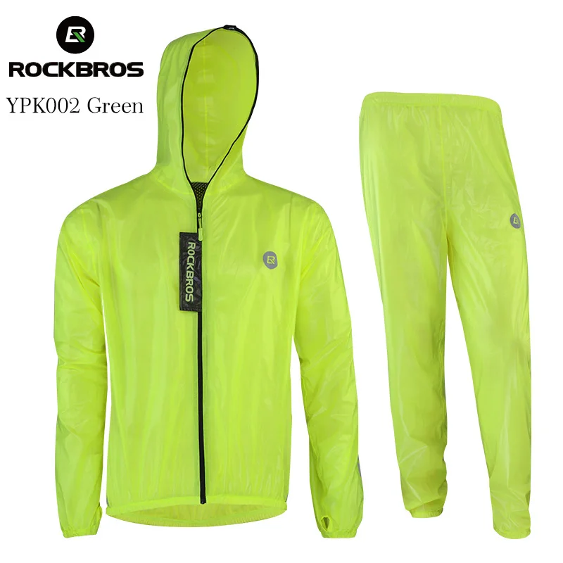 YPK002 Green Set ROCKBROS водонепроницаемый плащ для горного велосипеда Мужская одежда для велоспорта велосипедный плащ/ветровка для велоспорта дождевик трикотажные изделия - Цвет: YPK002 Green Set