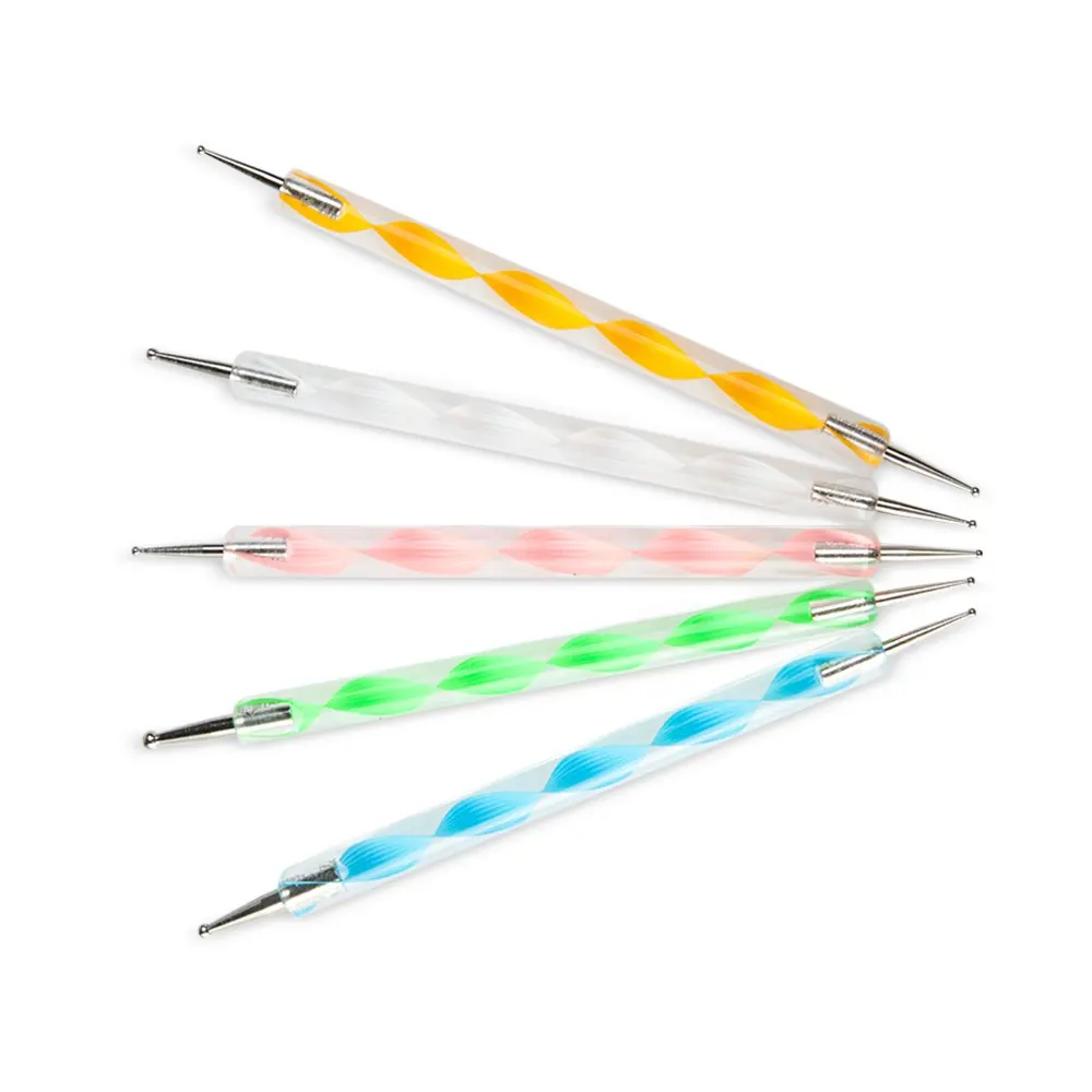 Hnm 5 шт. 2way Pen расставить Дизайн ногтей Инструменты 3D Ручка Картина Маникюр УФ гель