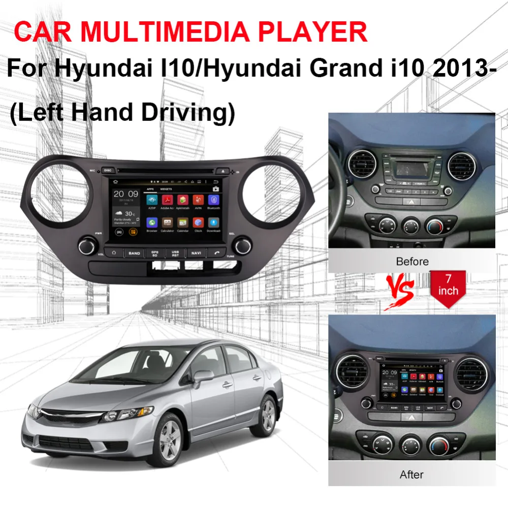 Android 9 0 Восьмиядерный автомобильный DVD плеер Авто Радио стерео для Hyundai I10/Hyundai Grand
