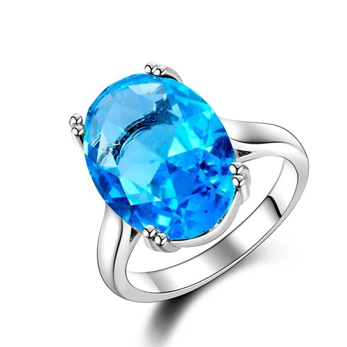 light blue Элегантный природный аметист, серебро овальное кольцо 13 мм X 18 мм темно фиолетовый многоцветный 925 ювелирные изделия кольца для женщин Мода юбилей подарок - Цвет камня: light blue