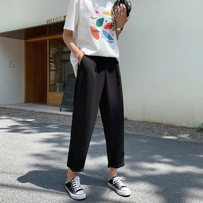 Summer Casual Women Harem Pants Elegant Pockets Loose Female Trousers High Waist Work Suit Pantalon Femininas 2019 | Женская одежда
