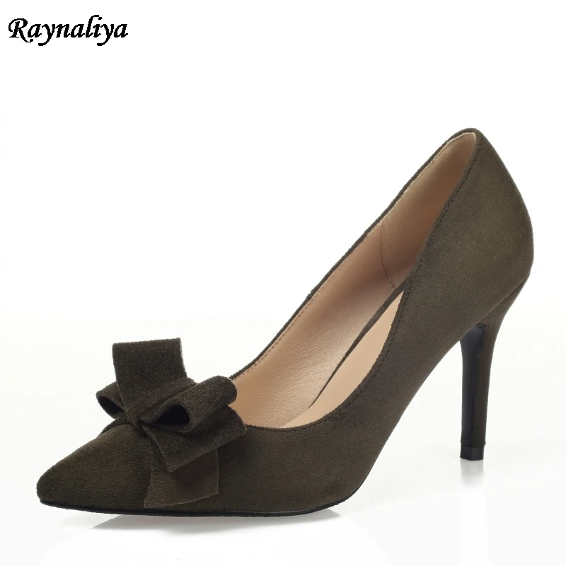 Вечерние свадебные туфли с закрытым носком и бантом Цвет черный зеленый женские