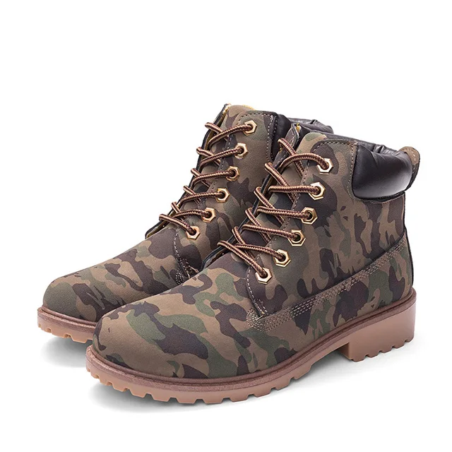 Camouflage Новые женские ботильоны, зимние ботинки на шнуровке, плюшевые теплые женские ботинки, женская зимняя обувь, женская обувь, большой размер 42 - Цвет: Camouflage