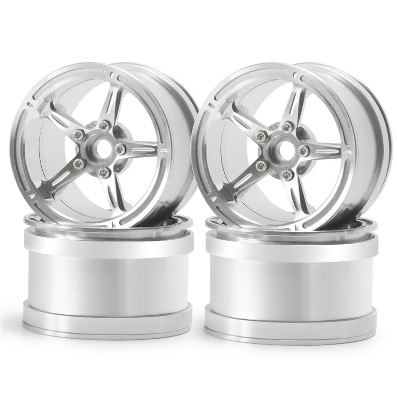 silver 4pcs Металлические Beadlock колеса#23 серебристый и черный X1 для SCX10 Wraith 90048(RR10) 2,2 дюймов модель Запчасти - Цвет: silver 4pcs