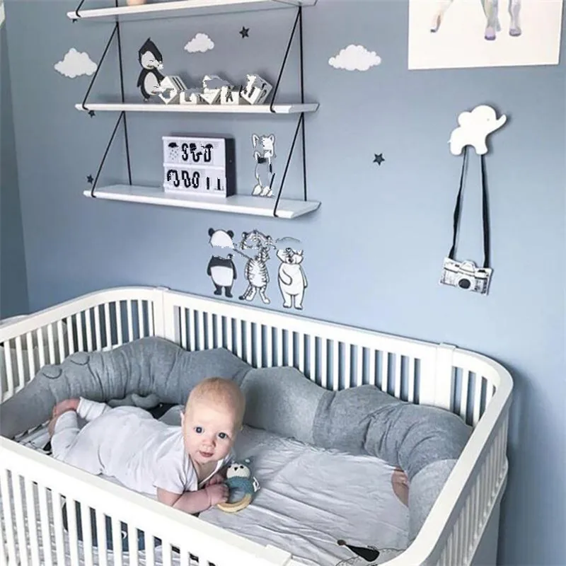 Подушка для кровати в скандинавском стиле 100% хлопок бампер серая детская подушка