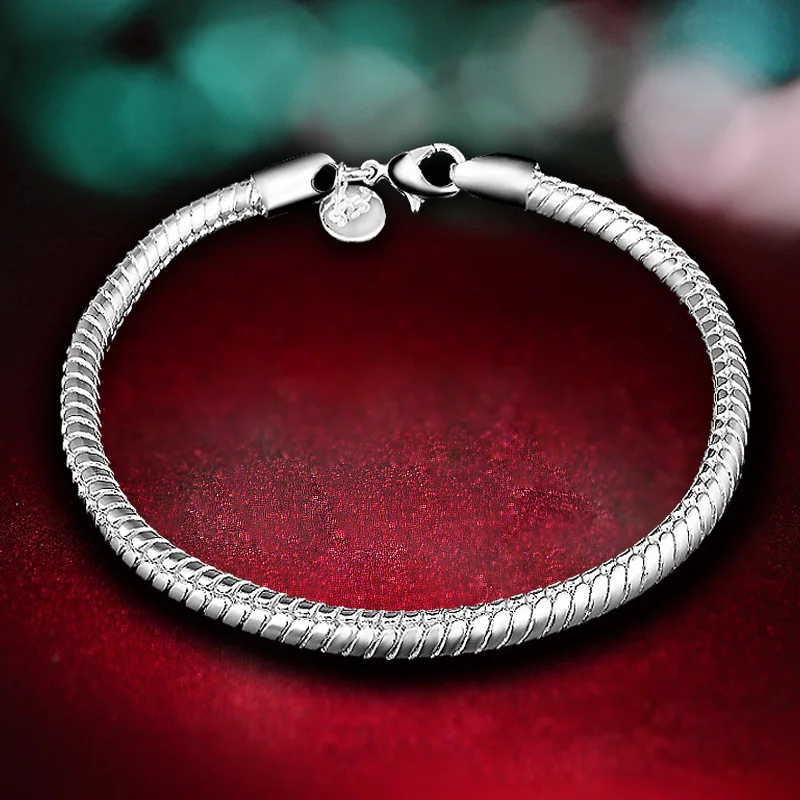 YAOLOGE New Style 925 Sterling Silver Fashion Snake Bone Bracelet Ladies Birthday Party Jewelry Gift Bracelet