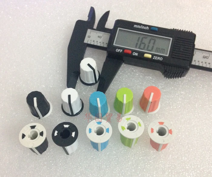 

25pcs Color Compact Rotary Potentiometer Knobs Caps / Hole 6mm / Soft Rubber Knob Cap 90 Degree Indicator / Switch Adjustment