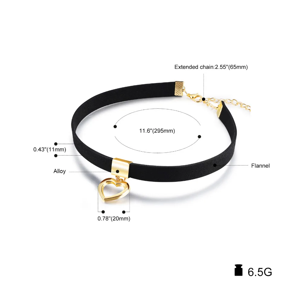 Готическое ожерелье-чокер для женщин кулон в виде сердца гладкая фланель кружево