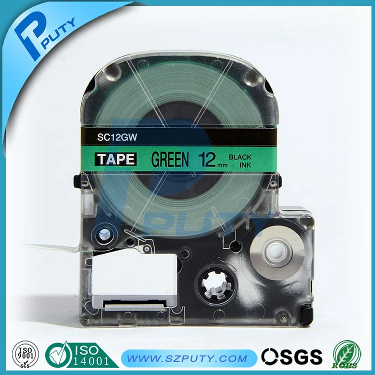SC12GW/LC 4GBP совместимый 12 мм черный на зеленой этикетке|label tape|tape tapetape green |