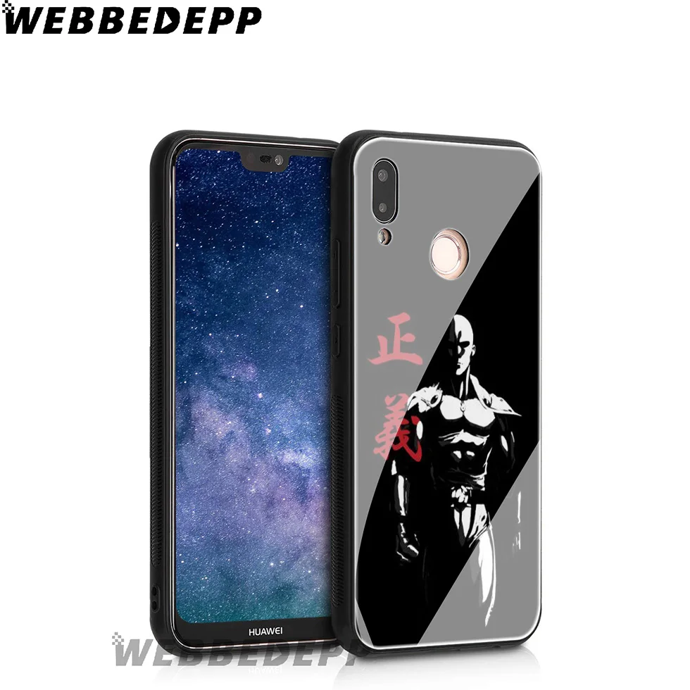 WEBBEDEPP One Punch Man Cartoon Tempered Glass Case for Huawei Mate 20 P20 P10 P Smart 2019 2018 & Honor 10 9 8X 7A Lite Pro |