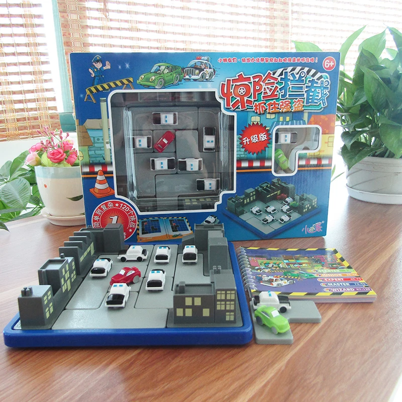 

Children Policeman and Thief Board Game Toy 60 Pass with 7 Cars and 4 Buildings Logical Thinking Training for Kids Birthday Gift