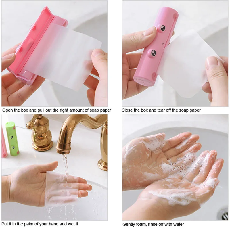 Cute Frog Hand Wash Paper Soap Convenient Pull Type Travel Portable Scented Slice Bath GQ999 | Дом и сад