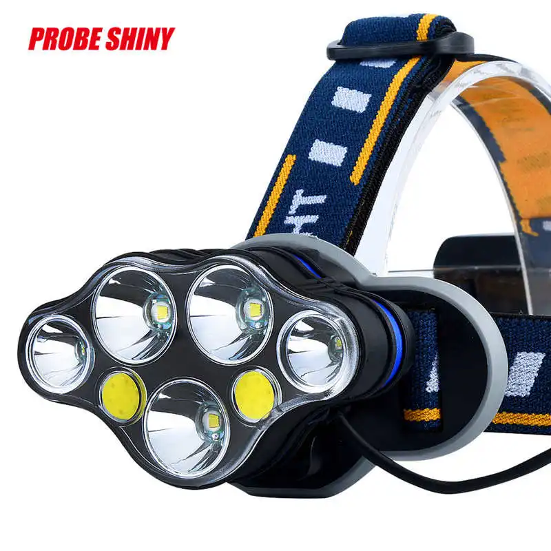 5x XM L T6 LED + 2xcob индукционный фонарик t6 18650 Набор фар мощный светодиодный