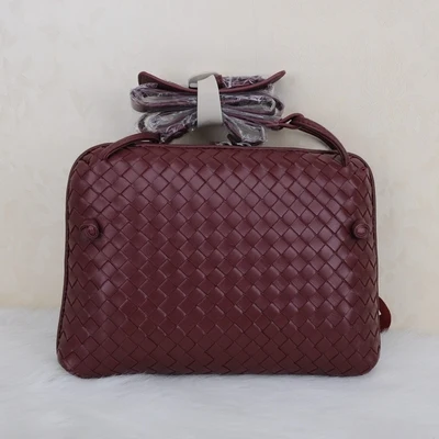 Высококачественные Женские сумки-мессенджеры из натуральной кожи, женская маленькая сумка на плечо из овечьей кожи, тканые сумки через плечо, bolsa feminina - Цвет: wine red