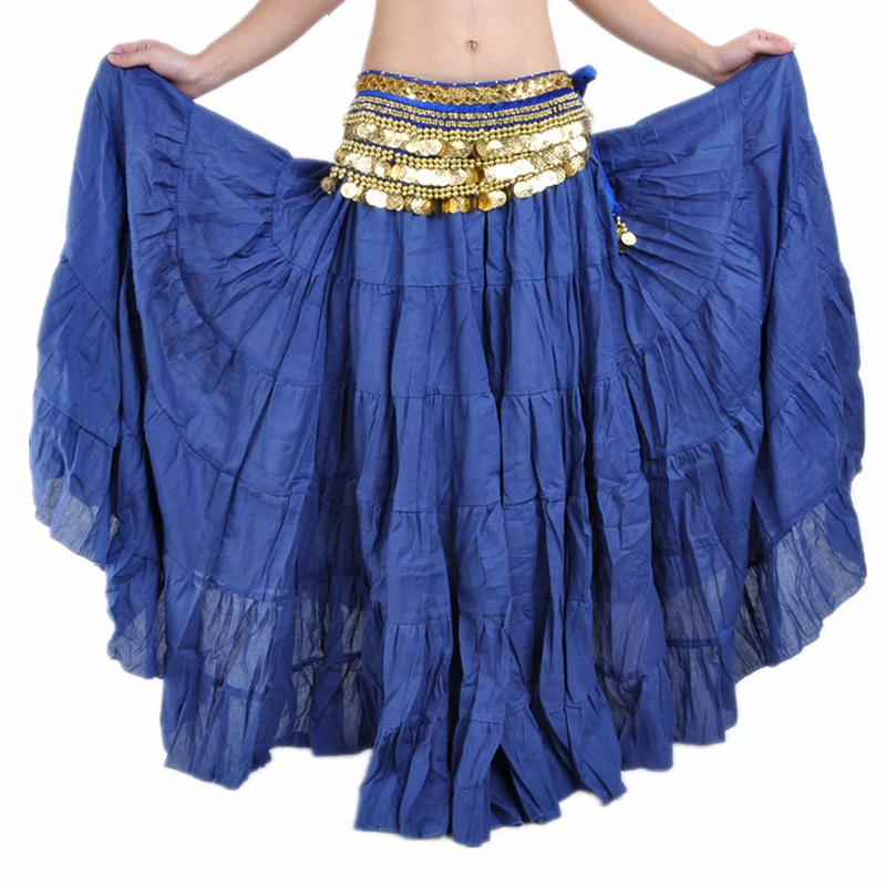 

10 Yards Women Tribal Belly Dance Costume Accessory Elastic Waist Cotton Linen Gypsy Long Maxi Skirt (without belt)
