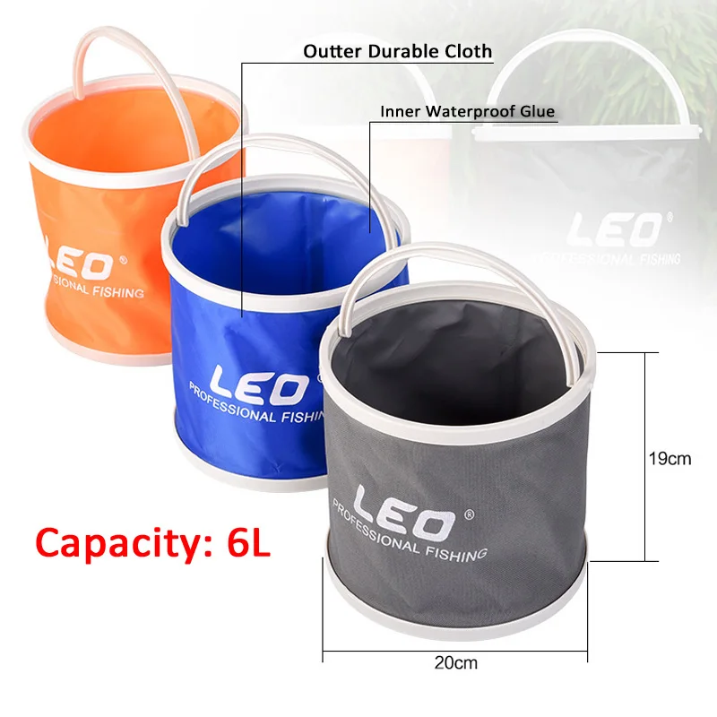 1 Piece 6L Canvas Water Bucket Outdoor Camping Hiking Portable Folding Fishing Tackle 20cm x 19cm | Спорт и развлечения