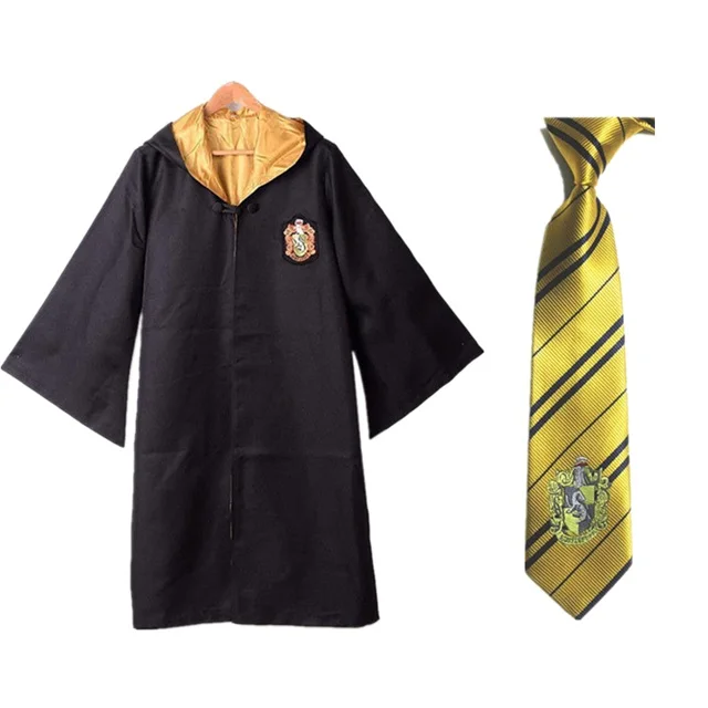 cloak with tie Hp Gryffindor Hufflepuff Ravenclaw Slytherin, детский халат для взрослых, плащ, карнавальный костюм, накидка на хэллоуин, рождество, галстук - Цвет: cloak with tie