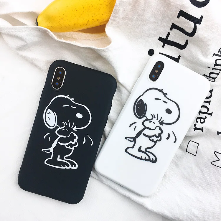 Черный и белый мультяшный милый щенок Снупи чехол для телефона iPhone 6 6S 7 8 PLUS X XR XS MAX
