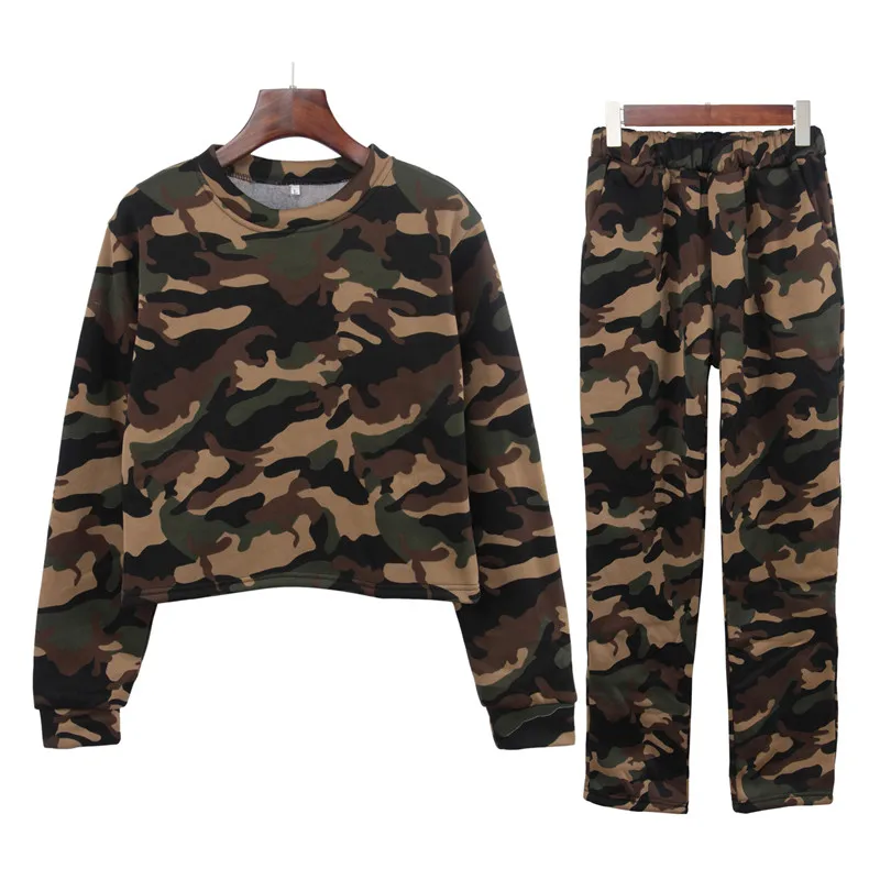 Ladies Stes Red Camo Print Fine Knit Rounded Neckline Top Conjunto Feminino Ensemble Femme 2 Pieces Pantalon Fashion | Женская одежда