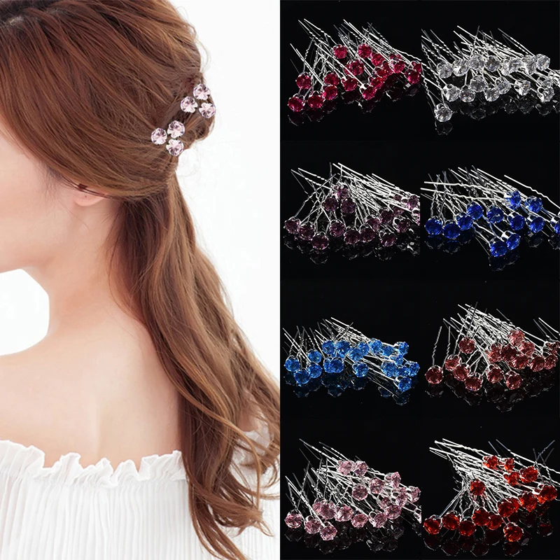 Fashion 10PCS/Set Hair Clip Hairpin Accessories Bride Crystal 10 Colors Elegant Top Grade Korean For Woman F |
