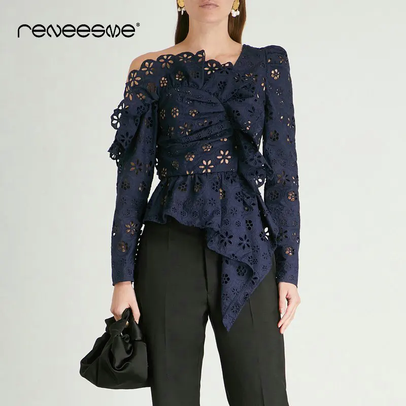 Новые кружевные женские рубашки с молнией сзади длинным рукавом открытыми