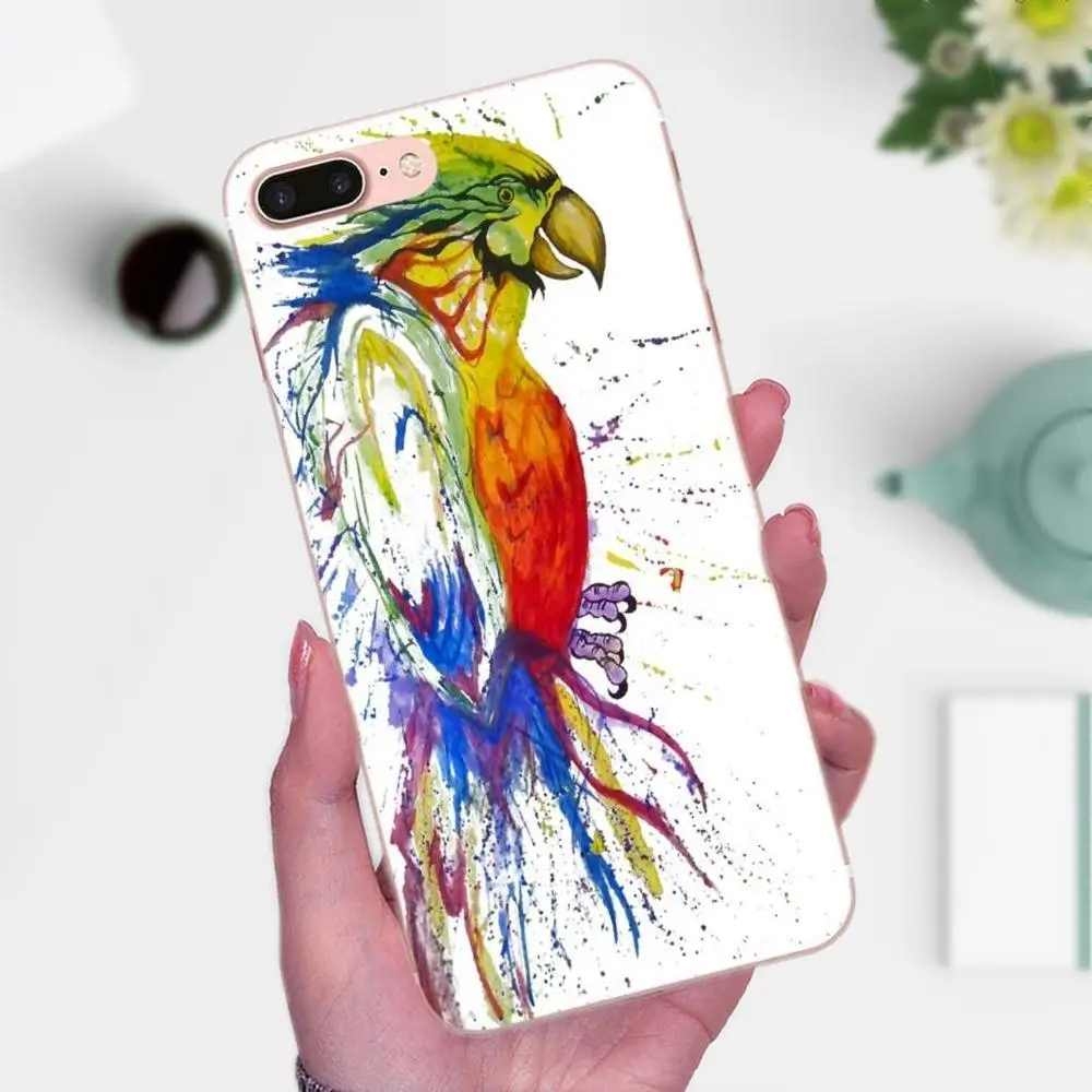 Акварель красивая птица попугай винтажный холст для Galaxy J1 J2 J3 J330 J4 J5 J6 J7 J730 J8 2015 2016