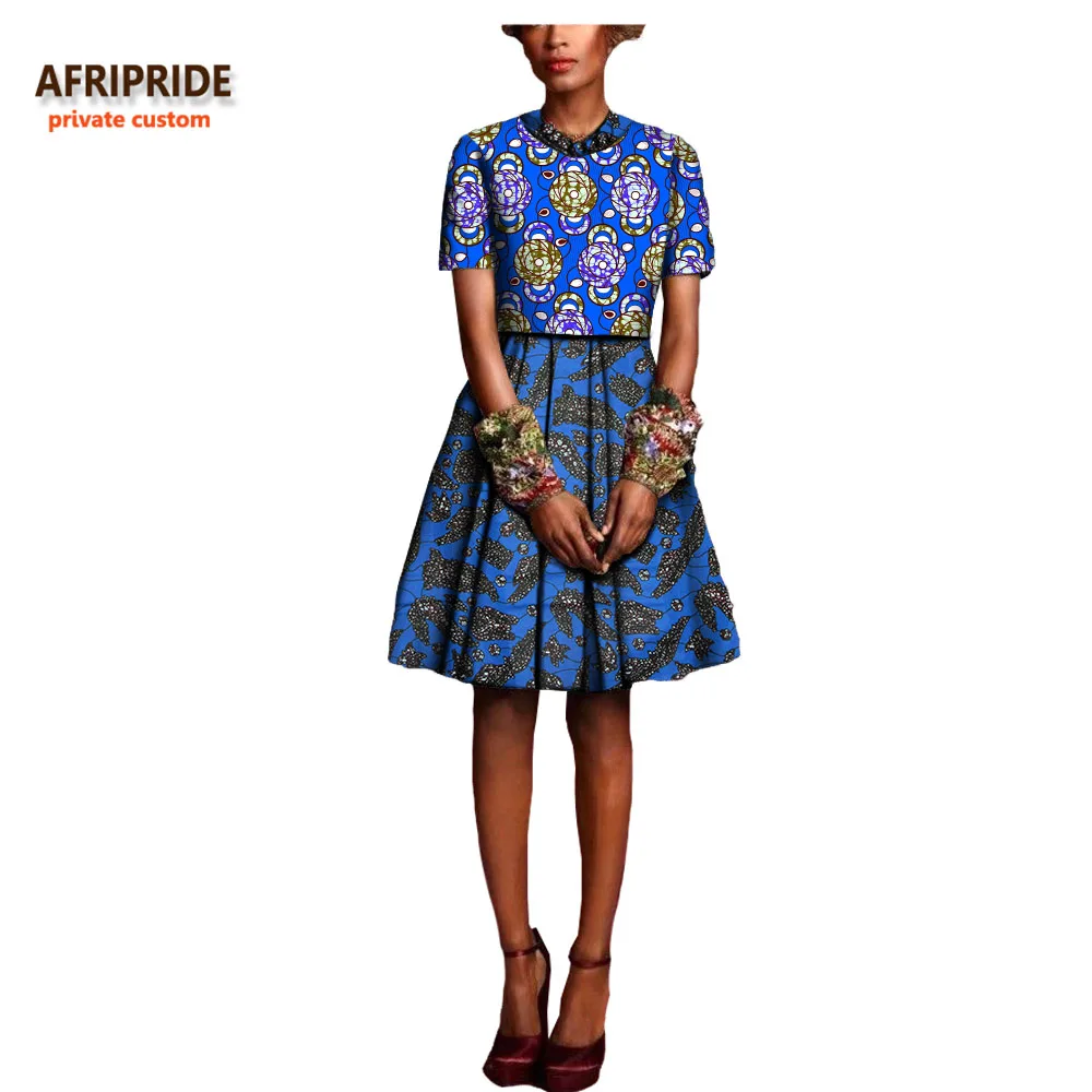 Женский костюм из 2 предметов AFRIPRIDE топ с коротким рукавом + Плиссированное Платье