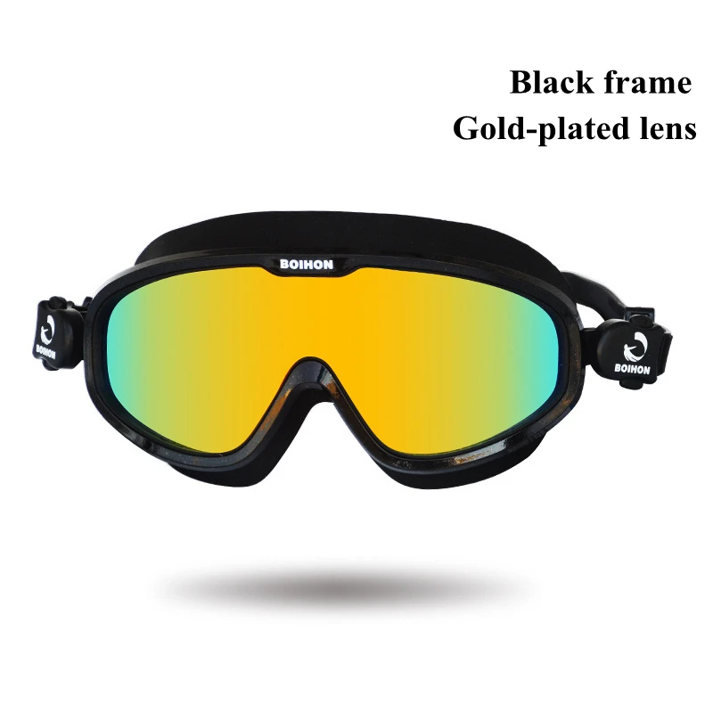 black frame Противотуманные очки для плавания, спортивные очки для плавания на открытом воздухе, очки для дайвинга с защитой от УФ-лучей, регулируемые водонепроницаемые очки для плавания для мужчин и женщин - Цвет: black frame