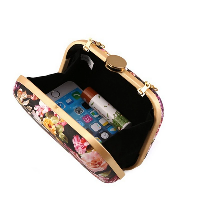 BERNO Fly/Брендовая женская вечерняя сумочка с цветочным принтом золотистого цвета