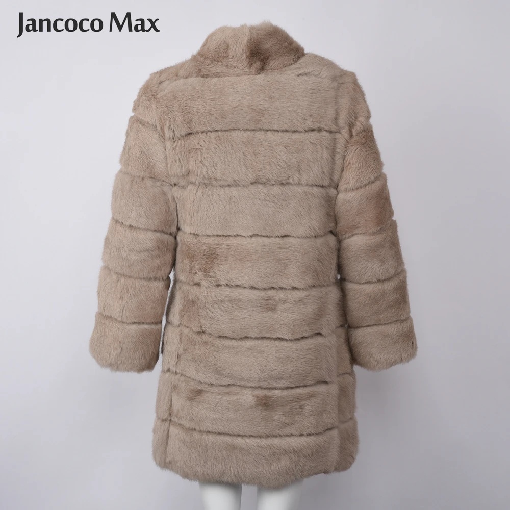 Jancoco Max новая зимняя куртка из натурального кроличьего меха теплая мягкая длинная шуба женское рождественское платье S1675