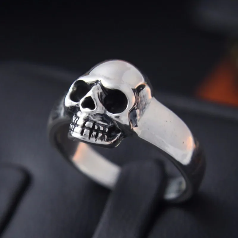 Zabra Настоящее стерлингового серебра 925 Панк Skull Ring Для мужчин Винтаж Кольца для Для мужчин Для женщин любителей модные ювелирные изделия anillos де плата 925