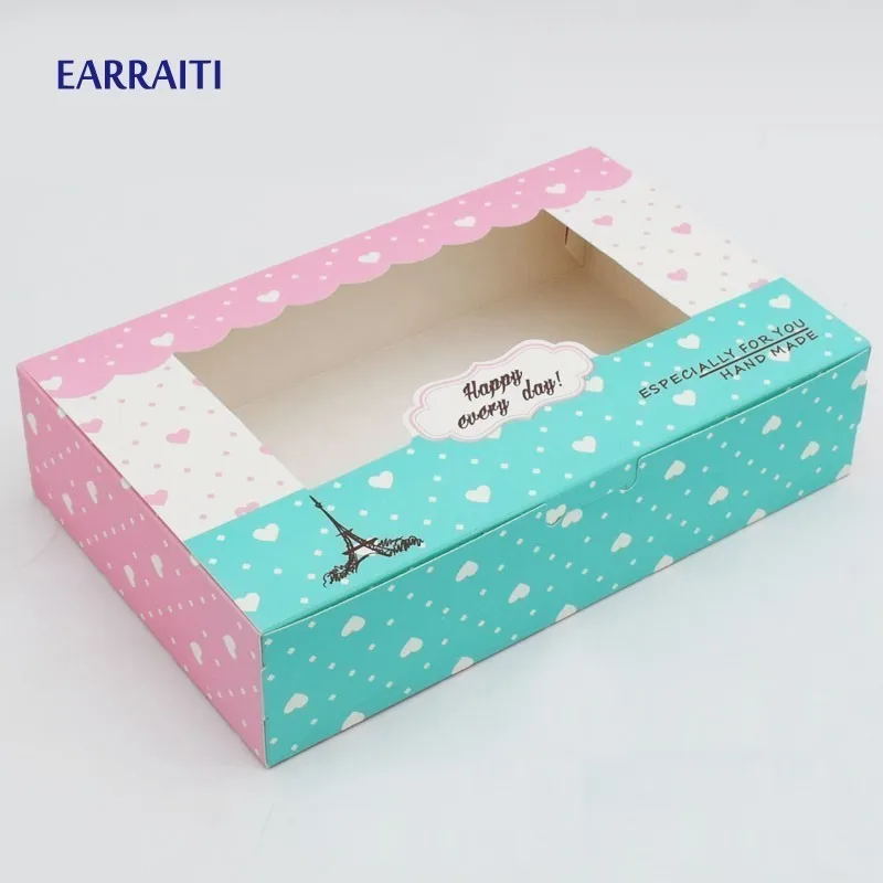500 Pcs Paper Box Window Candy Gift Wedding Box Birthday Party Favors Candy Cookies Cup Cake Kraft Paper Packaging Box Cardboard