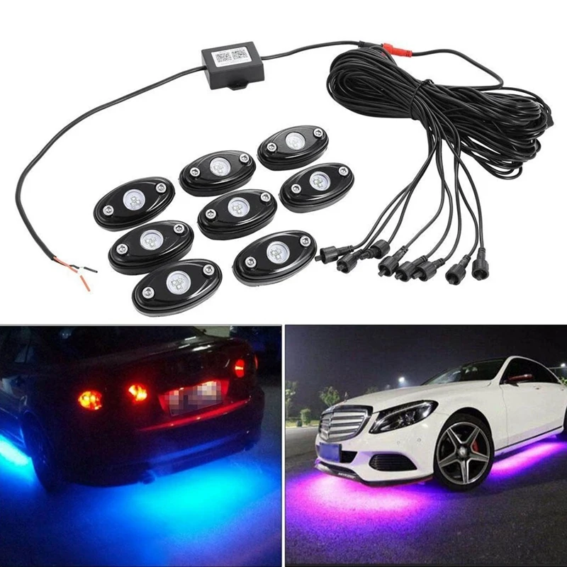 Rgb Led Rock Lights сотовый телефон приложение Bluetooth управление 8 стручков многоцветный