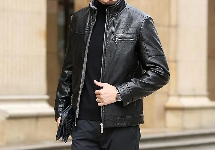 M-4XL, хит, зимнее мужское Новое модное длинное пальто с лацканами, куртка из искусственной кожи