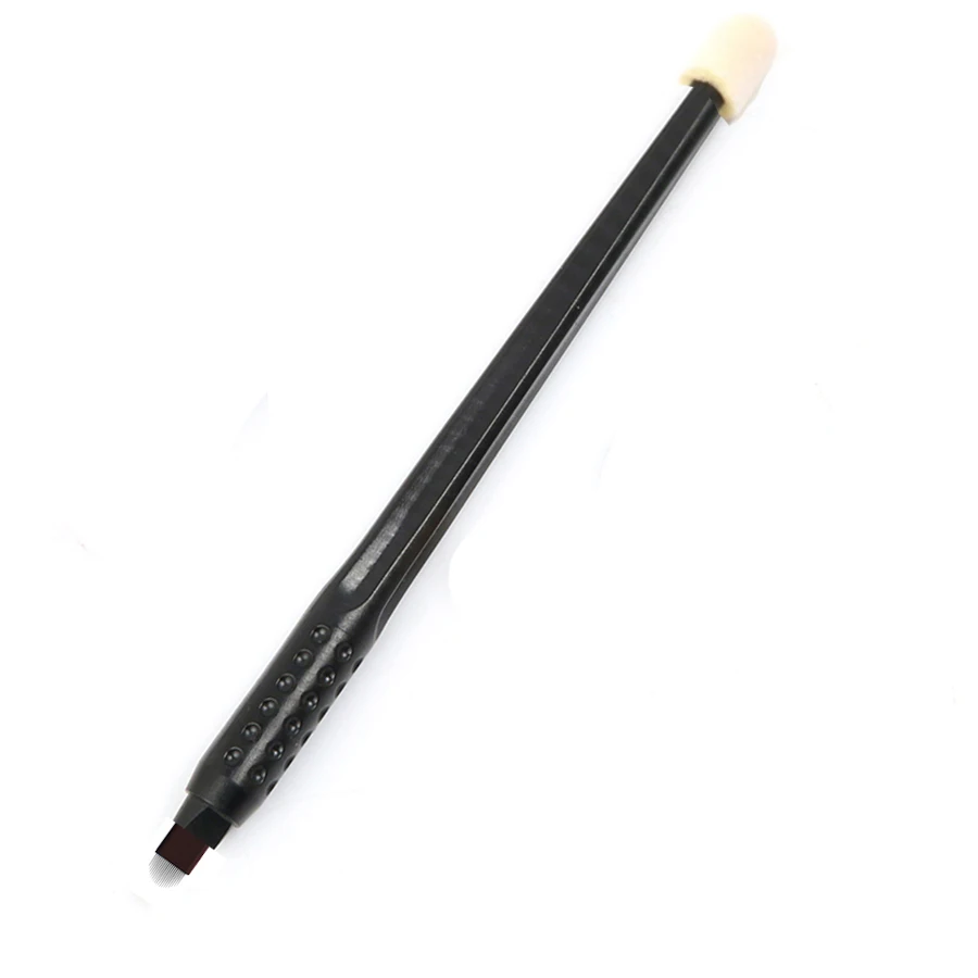 10pcs Disposable Tattoo Manual Pen 18 U with Black Sponge Ring Microblading Pen with Lamina Tebori 7/9/12/14/12U/14U/18U for Lip